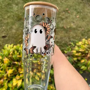 Moon Ghost 40oz Clear Glass Tumbler with Handle
