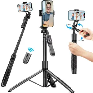 Wireless Selfie Stick Tripod Stand for iPhone Android Gopro Camera 1.53M/60.24inch Extendable Phone Tripod Remote 360° Rotation for Video Tripod Stabilizer