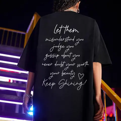 Women's Letter & Heart Print Round Neck Graphic Tee, Trendy Casual Streetwear Loose Baggy Oversized Half Sleeve T-shirt for Daily Wear, Ladies Summer Top