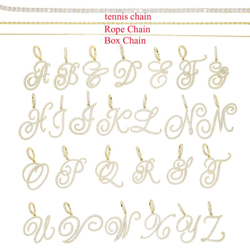 Zirconia Initial Letters A-Z Necklace with Nice CZ Cursive Letter Pendant Necklace for Women and Men