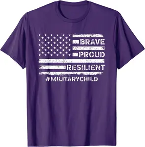Military kids Shirt Adult Purple 2023 Month Military Child T-Shirt