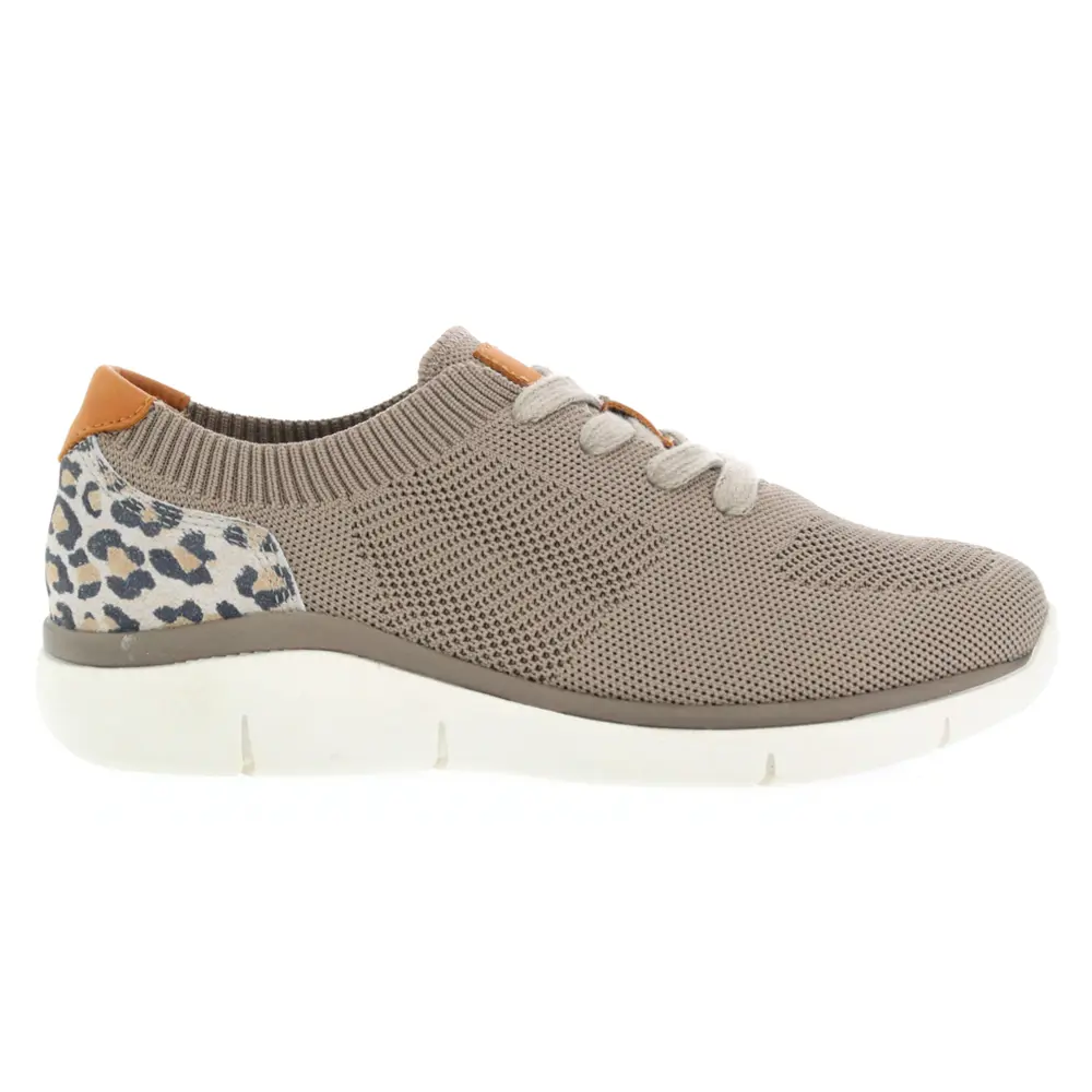 Propet Womens Sachi Leopard-Cheetah Lace Up Sneakers Shoes Casual - Beige