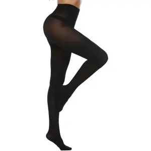 MANZI Women's Solid Color Semi Opaque Footed Tights Soft Stretch Pantyhose