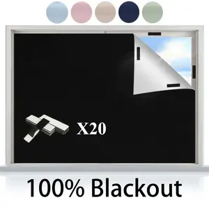 100% Blackout, Detachable Portable Travel Shade, Thinnest Fabric, Temporary DIY No Drilling Needed, Window Blind, Blackout Window Cover