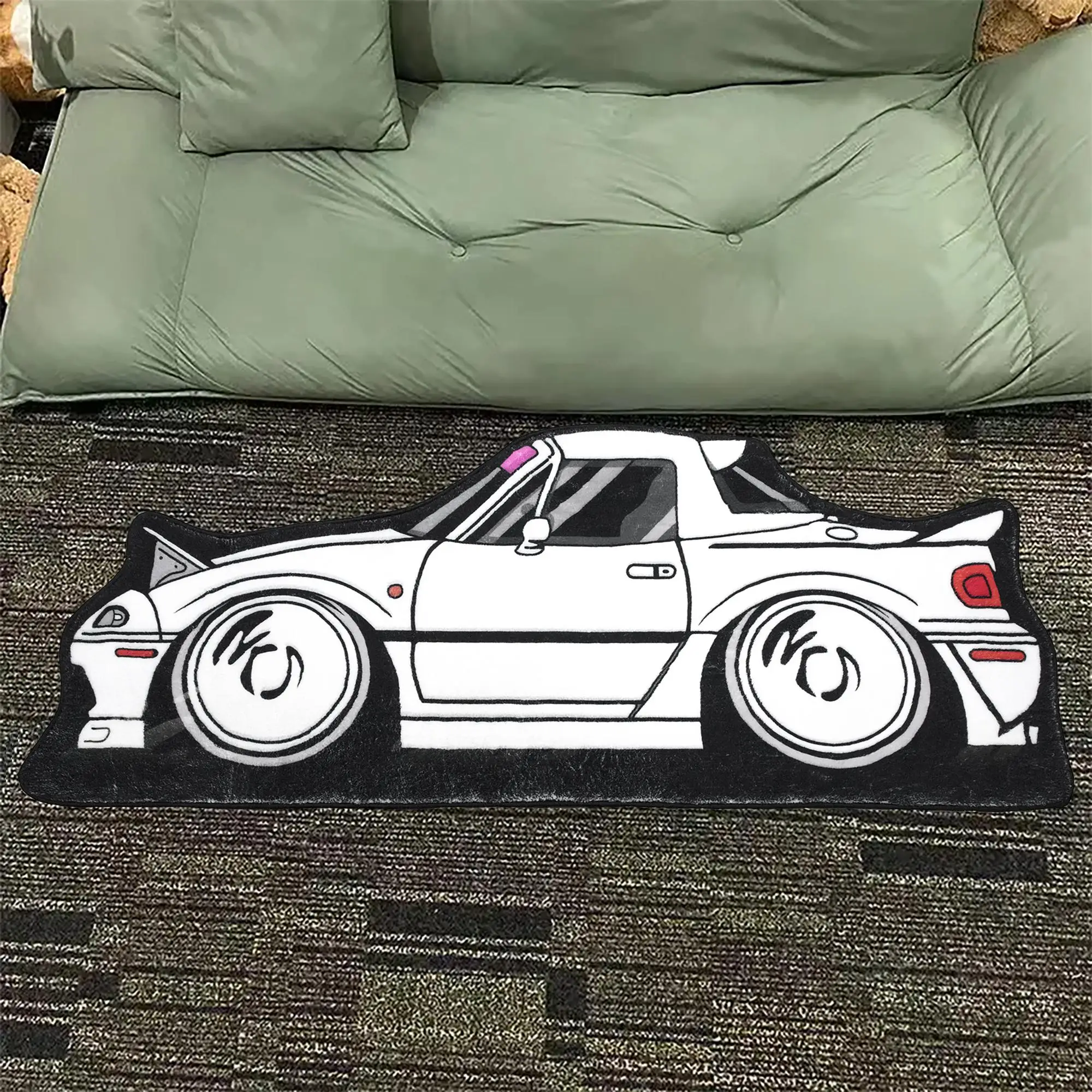 Cartoon Car Printed Rug, Irregular Shape Anti Slip Carpet, Decorative Floor Mat for Home Living Room Bedroom, Summer Gifts Home Decorations, Bedroom A