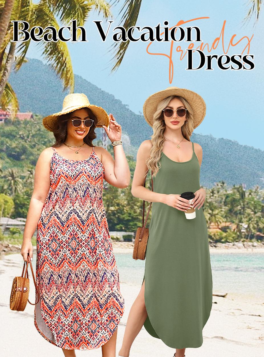 OFEEFAN Women's Maxi Dresses for Women Casual Long Summer Sun Dresses 2026 Spaghetti Strap Hawaiian Vacation Outfits for Women OFEEFAN Women's Maxi Dresses for Women Casual Long Summer Sun Dresses 2026 Spaghetti Strap Hawaiian Vacation Outfits for Women