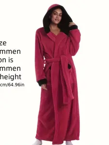 Ultra-Long Bathrobe, Thick Winter Hooded Robe, Long Sleeves, Plush Fleece Texture, Elegant Home & Travel Robe (unisex), Comfortable and Warm