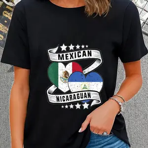 100% Cotton Mexican and Nicaraguan T-Shirt Mexican and Nicaraguan Roots Short Sleeve T-Shirt