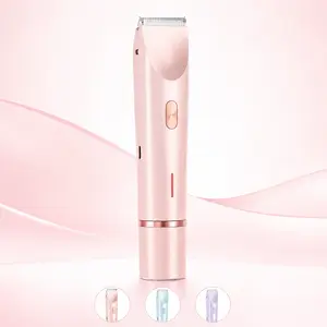2-in-1 Dual Head Shaver for Women, Rechargeable Body and Facial Grooming Tool with T-Shaped Trimmer and Round Razor Head for Bikini Line, Face and Underarms