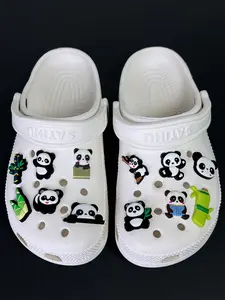 12-Piece Cute Panda Cartoon Shoe Decoration Clips, High-Quality DIY Shoe Accessories, Perfect Gift, Adorable Design