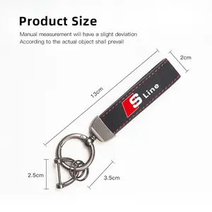 For Audi Sline RS Car Keyring Leather Keychain Pendant Key Holder A5 A3 A4L A6L A7 A8 Q2L Q3 Q5 Q7 S4 S5 S6 S7 S8 RS5 RS6 RS7 R8 Keychain Wristlet