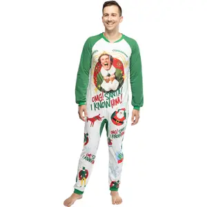Elf The Movie Men's OMG Santa! I Know Him! One-Piece Sleeper Pajama Union Suit