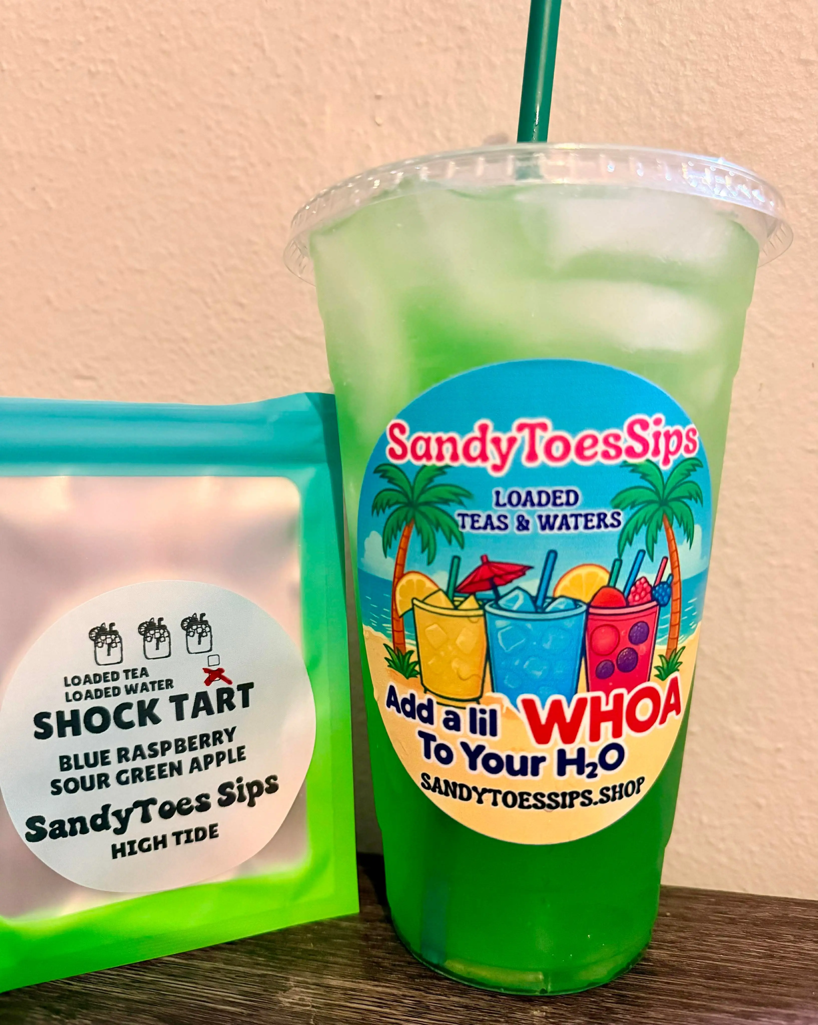 SandyToes Sips Sour SHOCK TART Loaded Tea or Loaded Water Beverage, Sugar-Free, Gluten-Free