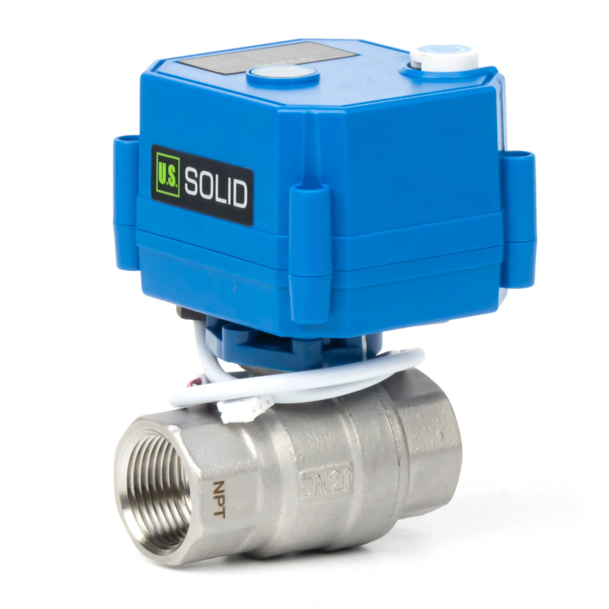 U.S. Solid 3/4" Motorized Ball Valve Stainless Steel 85-265VAC Full Port with Manual Function 2-wire Auto Return Normally Closed