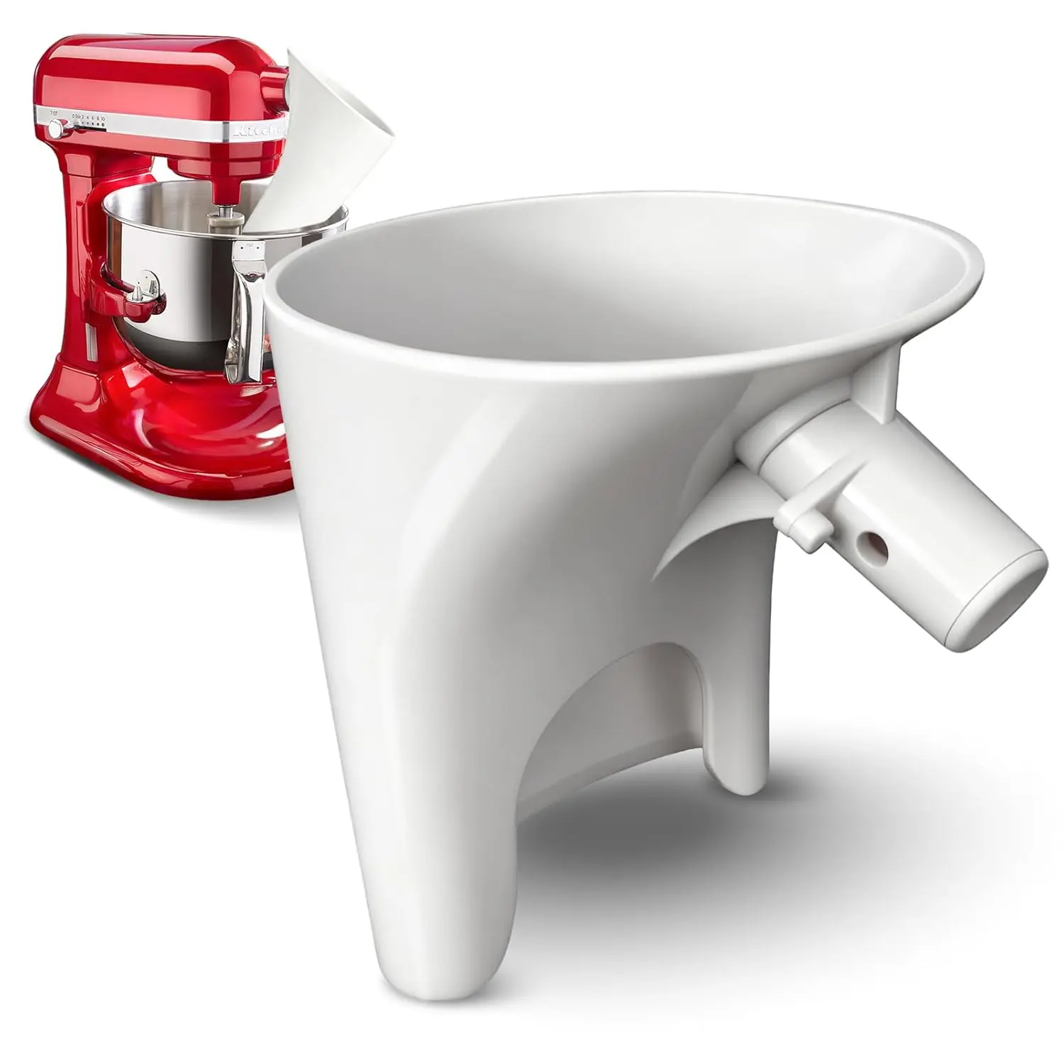Flour Funnel Kitchen Aid Mixer, 2026 New Latest Upgraded Large Funnel, Mess-Free Flour Funnel Suitable for 7qt Lift-Type Kitchen Aid Mixer,Dishwashe Spill Proof Stand Mixer Attachment(White)