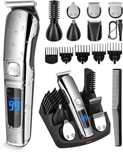 Brightup Mens Beard Trimmer IPX7 Waterproof Cordless Electric Shaver All In One Grooming Kit For Face Mustache Nose Ear Body Hair With Travel Case
