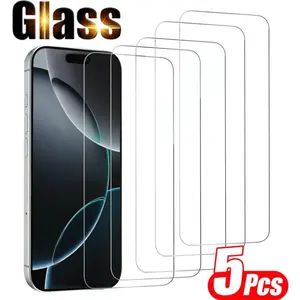 5-Pack HD Clear Tempered Glass Smartphone Screen Protector, Compatible with iPhone 17 Pro Max 16 15 14 13 12 11 X XS Xsmax XR, 9h Hardness, Bubble-Free
