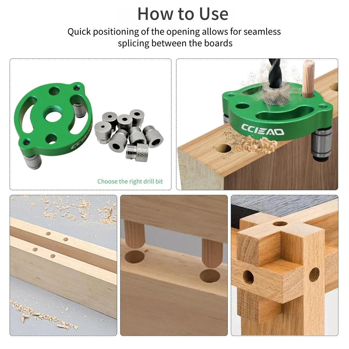Self Centering Doweling Jig, Drill Jig for Straight Holes, Accurate Hole Placement, Wood Panel Hole Puncher Locator, Woodworking Joints Tool, Woodworking Tools, Drill Bit, Solid Base, Durable Build, Alignment, Accuracy