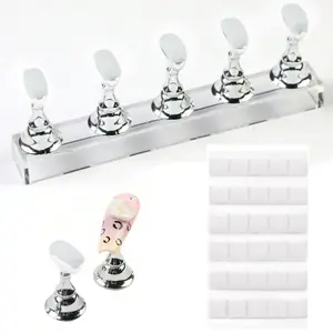 Nail display practice stand for pressing nails, acrylic magnetic nail stand, fake nail holder with 30 clay pieces, nail kit for home DIY and professional nail salon use, Nail Art Tools