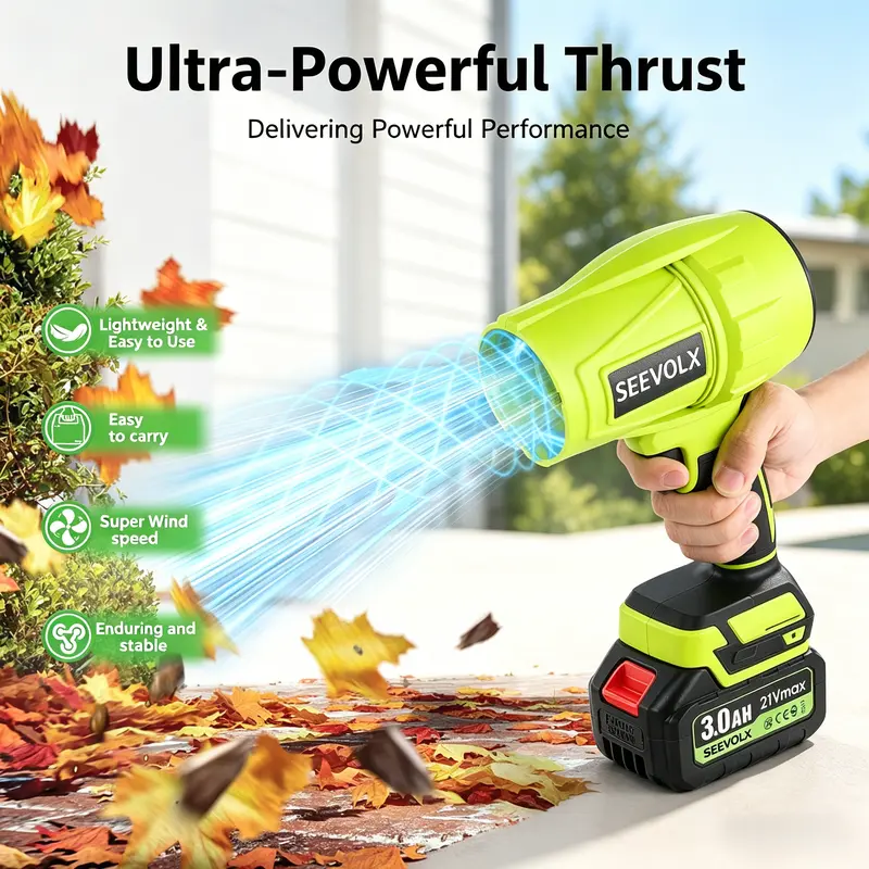 【Weekly Deals】SEEVOLX 1500G Brushless Handheld Cordless Turbo Jet Fan Battery Powered Blower Tool Kit, 2×21V Lithium Batteries & Charger, Portable Air Duster for Leaf, Lawn Care 【Weekly Deals】SEEVOLX 1500G Brushless Handheld Cordless Turbo Jet Fan Battery Powered Blower Tool Kit, 2×21V Lithium Batteries & Charger, Portable Air Duster for Leaf, Lawn Care