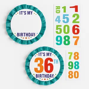 Customizable Birthday Button with Number Stickers