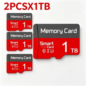 2PCS 1TB MicroSDXC Card, Durable SD Memory Card for Car Audio & Dash Cams, Micro TF SD Cards for Surveillance Cameras, Micro SD Card for Mobile Phones & PC, SD Card with Adapter for Reliable Data Storage