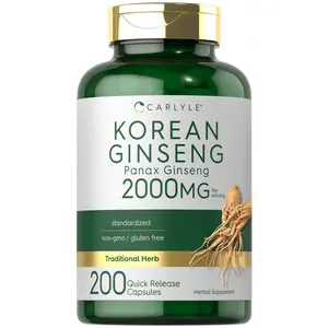 Carlyle Korean Ginseng Extract Capsules 2000 mg | 200 Capsules | Non-GMO and Gluten Free Formula | Standardized Panax Ginseng Supplement Carlyle Korean Ginseng Extract Capsules 2000 mg | 200 Capsules | Non-GMO and Gluten Free Formula | Standardized Panax Ginseng Supplement