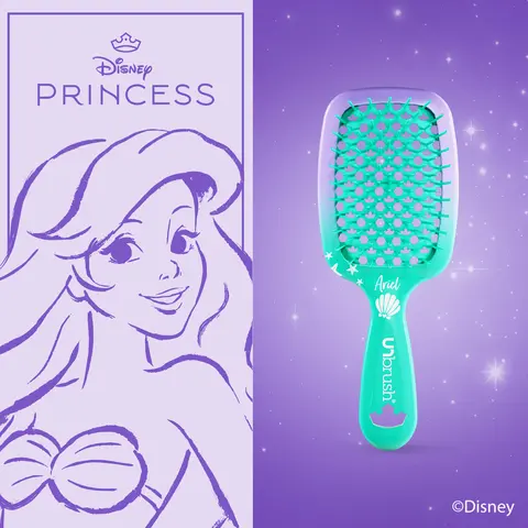 Disney Princess UNbrush, detangling hair brush, Reduces Breakage & Gently Releases Tangles, Vented Cushion, For Curly Hair & All Hair Types, FHI HEAT