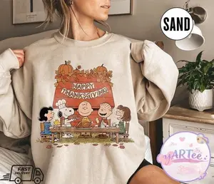 Vintage Peanuts Sno.py Thanksgiving Shirt, Charlie Brown Holiday Tee, Snopy Turkey Dinner T-shirt, Fall Shirt, Family Thanksgiving Gift