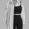 3-Piece Women's Casual Sleeveless Summer Outfit Set, Fitted Shorts and Shirt, Daily Wear and Office, Striped Pattern