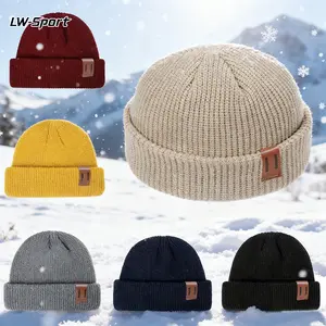 Winter Warm Knitted Beanie Hat Unisex Fashion Skullies Cap Brimless Hip-hop Cuffed Short Cap Bonnet Warm Ribbed Fisherman Docker Hats