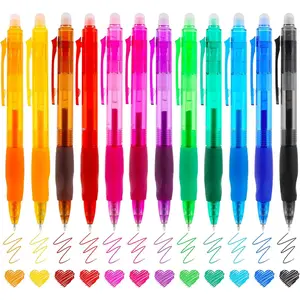 Retractable Erasable Pens 12 Colored Erasable Gel Pen 0.5mm Erasable Gel Pens Black Make Mistakes Disappear Smooth Writing Pen Office -to-School Supplies (12 Colors)