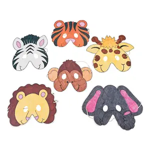 6" - 7 3/4" Color Your Own Zoo Animal Cardstock Masks - 12 Pc.