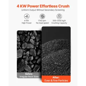 VEVOR Jaw Crusher Machine, 4KW High Power Rock Stone Crush Machine, 7.87x 9.65 inch Feeding Port, 1740 RPM Speed Stone Shatter Grinder, Electric Stone Shatter 220V, for Rock Coal Glass Bottle