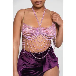 Amethyst Drizzle Beaded Top