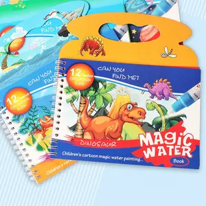 Portable magic water painting book children's painting book painting book water painting repeated graffiti Reusable Pages painting set boys and girls Watercolor painting toys