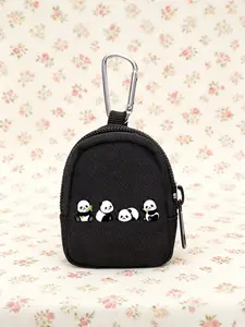 Cute Cartoon Panda Design Wallet, Lightweight Men's Storage Bag, Secure Zip Closure, Keychain Attachment, Perfect Christmas Gift