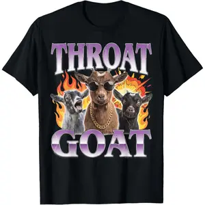 Throat Goat Funny Adult Humor Y2K T-Shirt