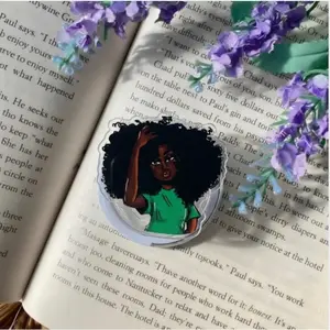 Cute Black Girl Reader Phone Grip – Book Lover Aesthetic Design, Trendy Melanin Phone Accessory For Her