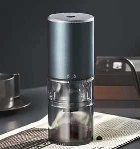Portable electronic conical burr coffee grinder with stainless steel grinding core-dark blue