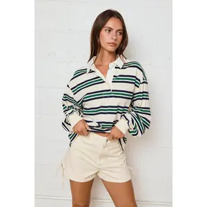 Clara Classic Striped Collared Rugby Shirt