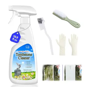 SnowLily 16.9oz Headstone Cleaner for Graves,Granite Cleaner & Stone Renewer, Formulated to Clear Moss & Stains from Quartz, Tile & Slate | Includes 4 Pcs Tool Kit use Multi-Surface Foam