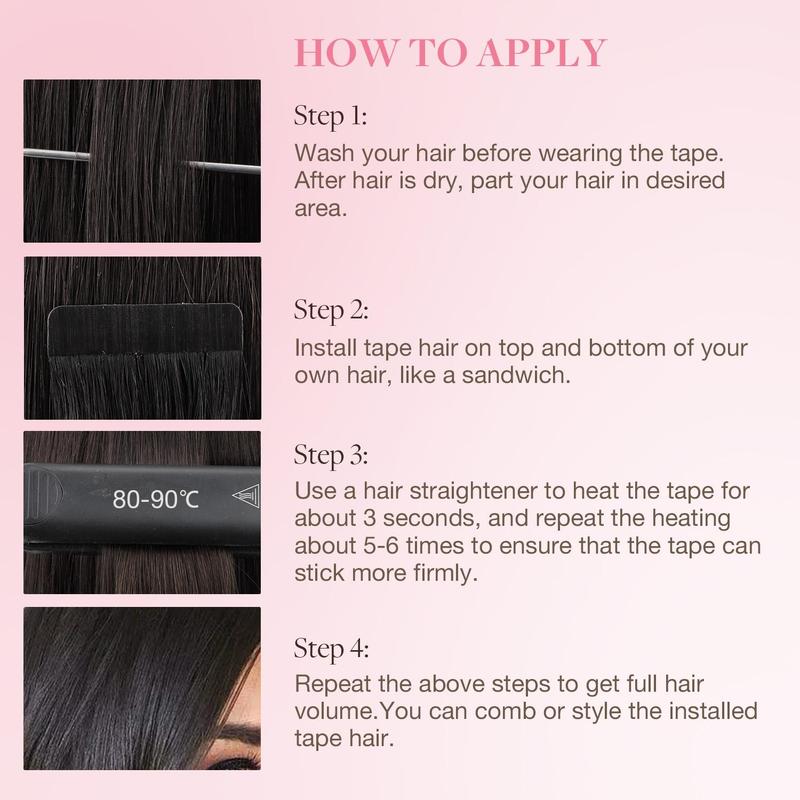 GOO GOO Tape in Hair Extensions Human Hair Extensions Natural Straight, 20PCS/Pack, 14-24Inch 50G Seamless Tape in, Invisible Tape in Hair Extensions Silky Remy Human Hair