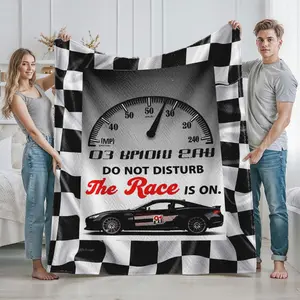 Racing Car Speedometer Print Blanket Do Not Disturb The Race Is On Design Checkered Flag Pattern Cozy Throw for Racing Enthusiasts Perfect for Living Room Bedroom Use Ideal Gift for Motorsport Fans on Christmas Birth