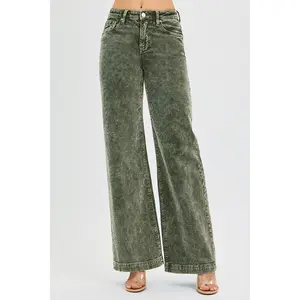 RISEN High Rise Wide Leg Corduroy Jeans - Forest - RESTOCKED - PLUS SIZES NOW AVAILABLE