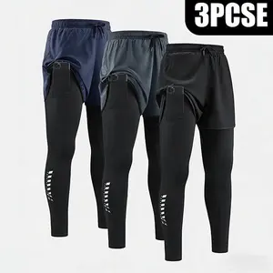 Men's 2-In-1 Quick Dry Breathable Elastic Running Pants with Elastic Waistband, Built-In Phone Pocket & Towel Loop, Breathable Comfort Quick-Dry Fabric for All Seasons, Perfect for Outdoor Running and Gym Workouts Outdoor Activities Trousers must-have