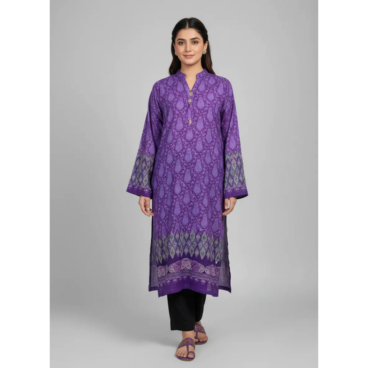 digital Lady's Digital Print Lawn Fabric Kurti Blouse - Stylish Casual Top, Versatile Fashion Clothes Essential for Accessories, Style, Printed Look