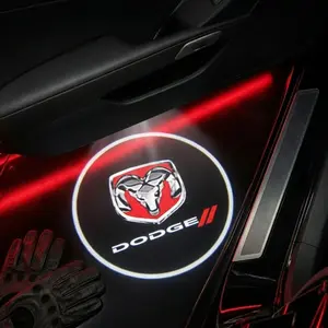 2 Pcs Dodge logo Carbon Fiber Welcome Lights Set, Car Door Projection Lamp, Laser Light, Custom Decorative Floor Lamp (batteries Not Included)