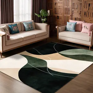 Soft Velvet Geometric Print Rug, Home Decor Carpet for Living Room, Sofa Mat, Doorway Pad, Coffee Table Cover, Bedroom Bedside Blanket