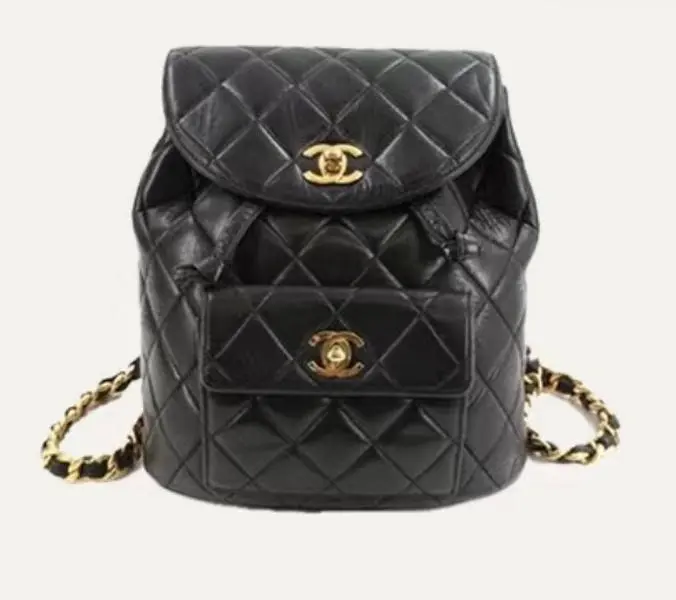 Pre-owned CHANEL Black & Gold "Duma" Backpack (2600152) Excellent Condition, Pre Loved Designer Backpacks